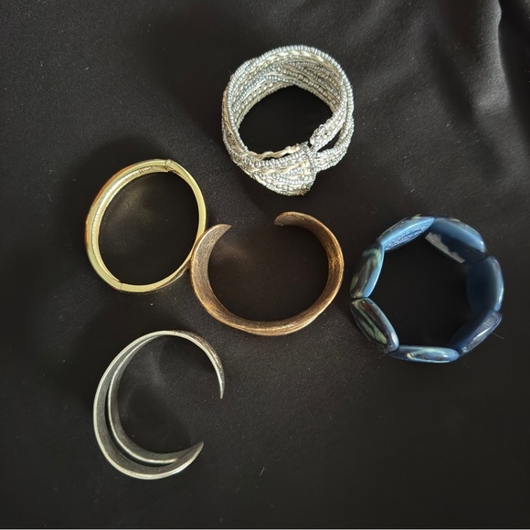 Elegant Silver and Gold Bangle Set - Picture 2 of 2